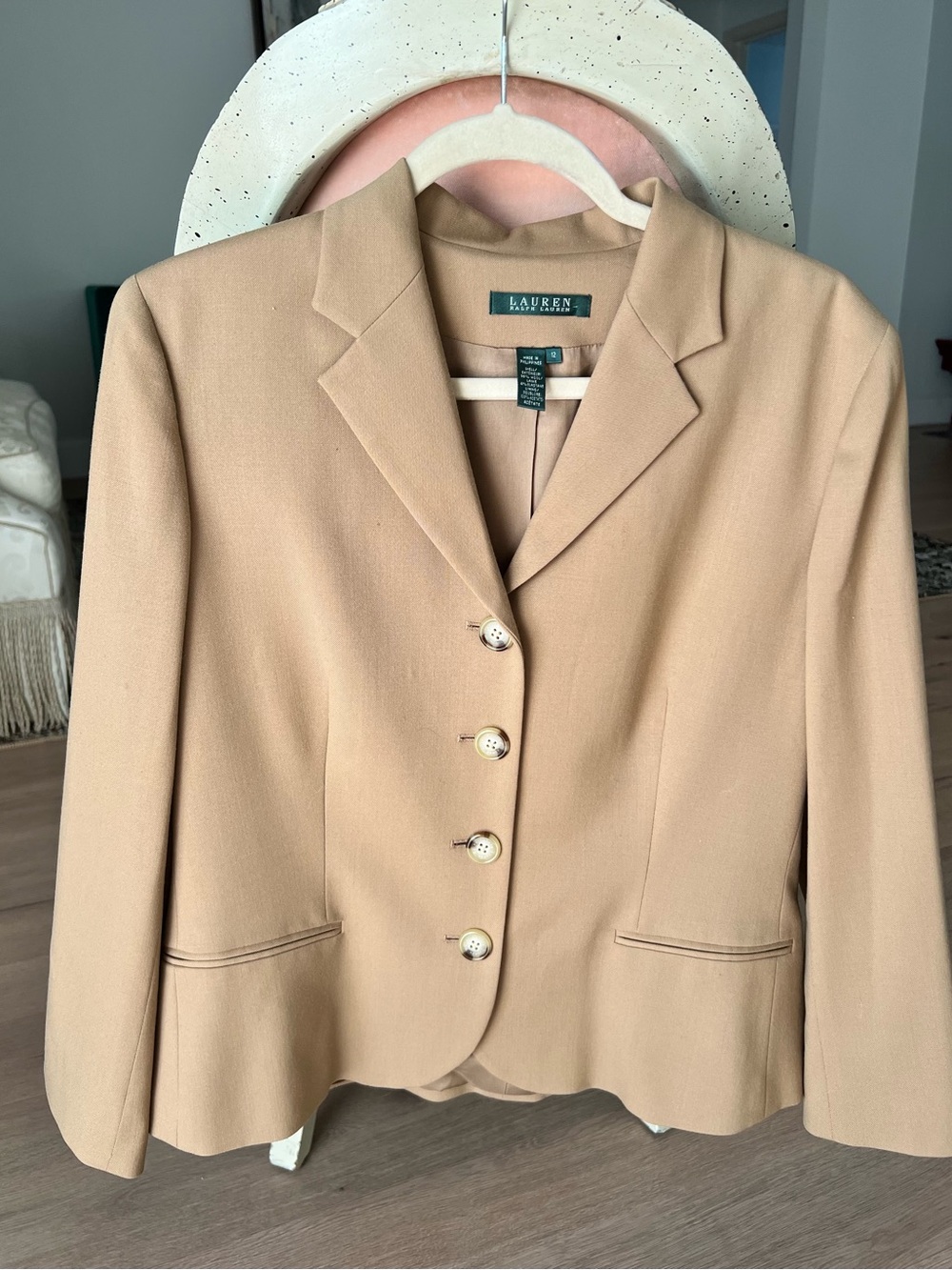 VINTAGE LAUREN by Ralph Lauren Beige Tailored Single-Breasted Blazer